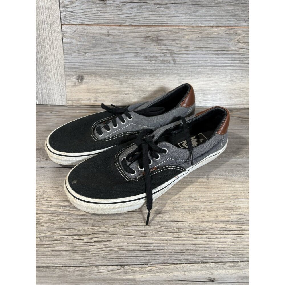 VANS Era 59 C&L Shoes Black Gray Acid Canvas Leather Trim Mens 6.5 Womens 8